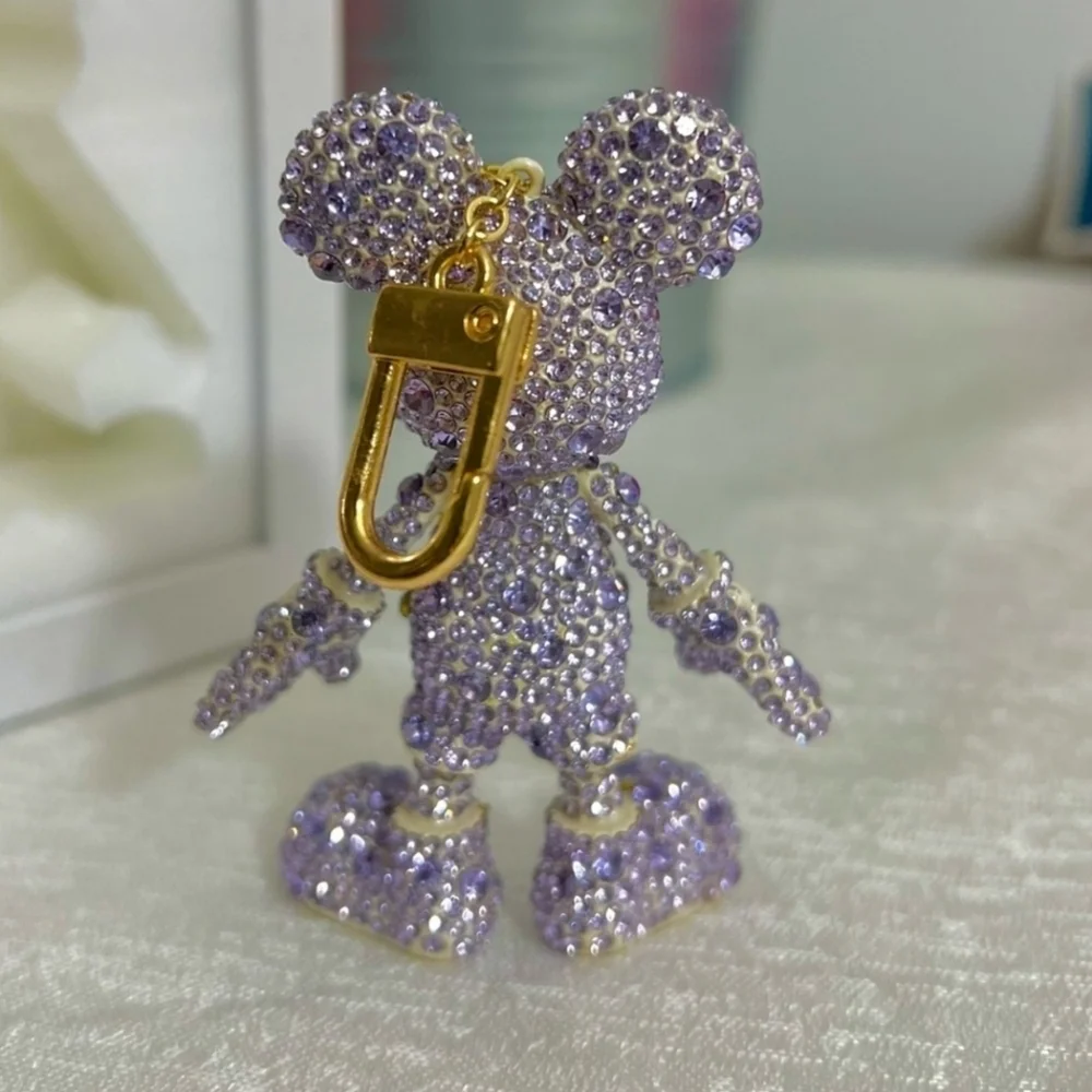 💜▪️Disney x Baublebar ▪️Mickey Mouse Key Chain Bag Charm Purple Crystal